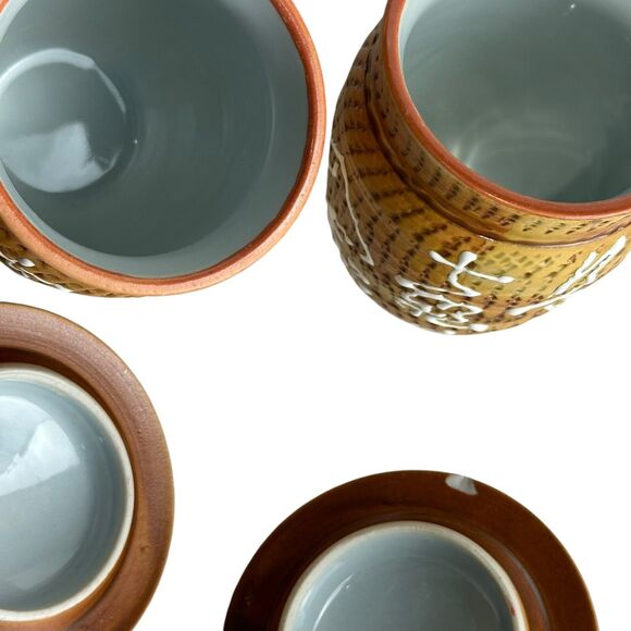 vintage Textured ceramic stoneware pottery Covered Jar set - Picture 4 of 10